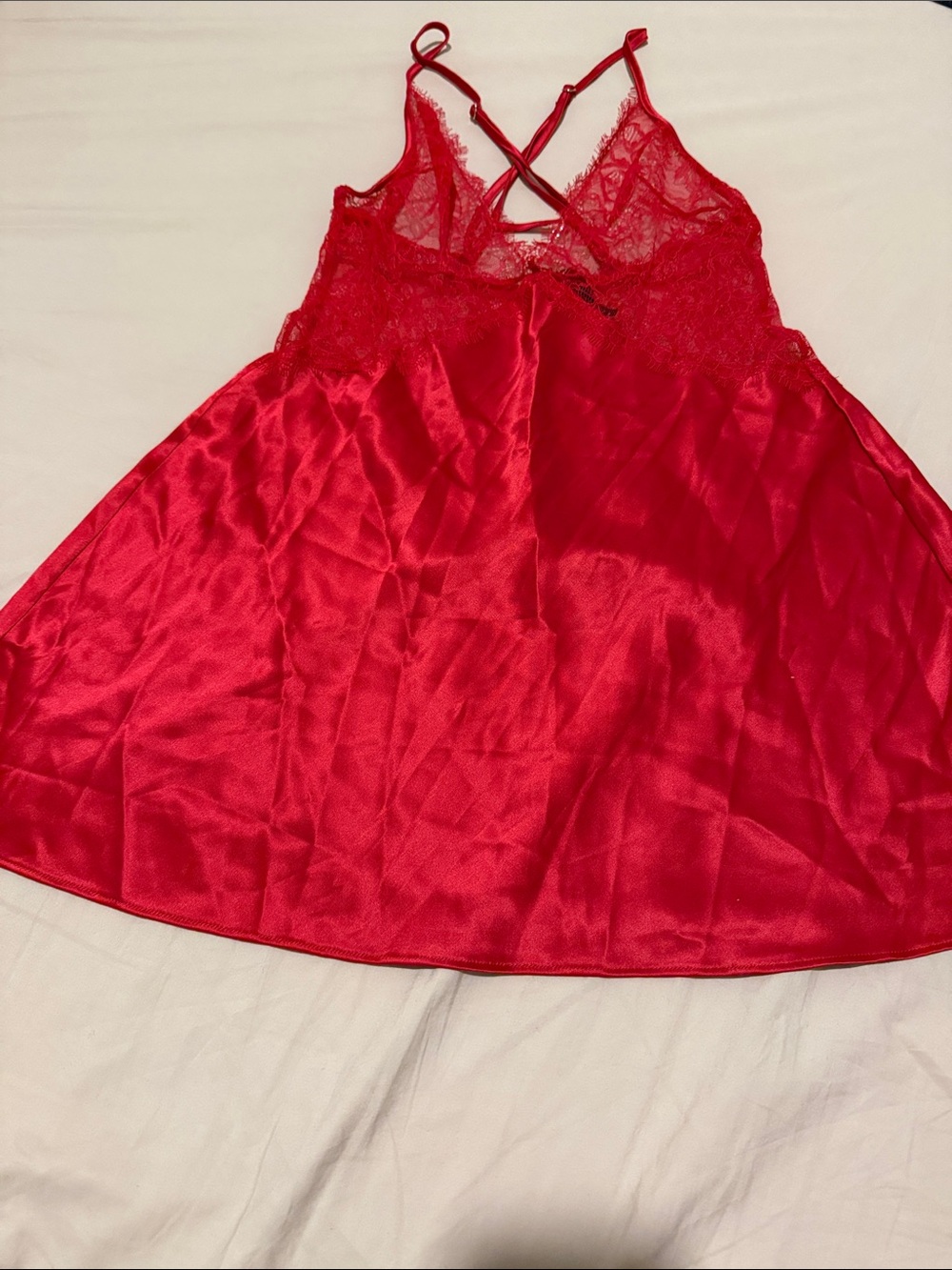 Victoria's Secret Red Lace & Satin Chemise